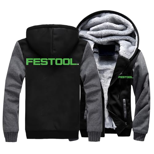 Herren Fleece Hoodies Jacken für F.ES-Tool Print Hooed Sweatshirts Warmer Mantel Langarm Sport Tops Outwear-Black+Grey||L von MORRIX