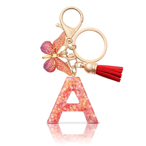 MORSUNBELA Schlüsselanhänger Buchstabe A Schlüsselanhänger Mädchen Keychain mit Anfangsbuchstabe Mini Schlüssel Anhänger für Frauen Damen von MORSUNBELA