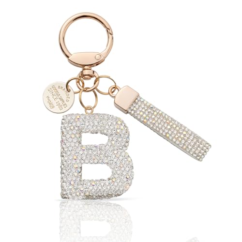 MORSUNBELA Buchstabe B Mädchen Schlüsselanhänger - Glitzer Strass Schlüsselanhänger Silber von MORSUNBELA