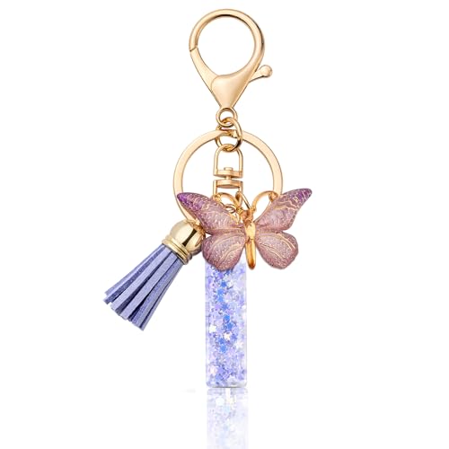 MORSUNBELA Schlüsselanhänger Buchstabe Frauen Autoschlüssel Anhänger mit Anfangsbuchstabe Autoschlüsselanhänger Schmetterling für mädchen von MORSUNBELA