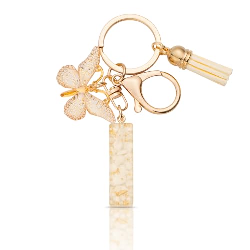 MORSUNBELA Schlüsselanhänger Buchstabe Mädchen Geschenke Schlüsselanhänger mit Buchstaben Anfangsbuchstabe I Schmetterling Keychain Letter für Frauen Damen von MORSUNBELA