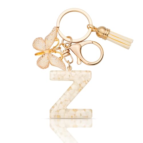 MORSUNBELA Schlüsselanhänger Buchstabe Mädchen Geschenke Schlüsselanhänger mit Buchstaben Anfangsbuchstabe Z Schmetterling Keychain Letter für Frauen Damen von MORSUNBELA