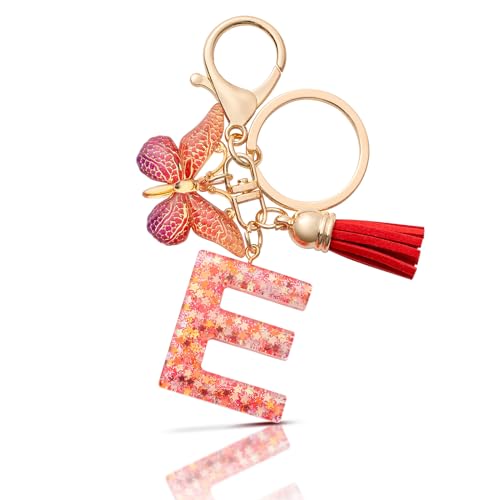MORSUNBELA Schlüsselanhänger Buchstabe Schlüsselanhänger Mädchen Keychain mit Anfangsbuchstabe E Mini Schlüssel Anhänger für Frauen Damen von MORSUNBELA