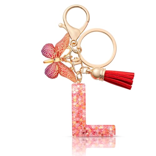 MORSUNBELA Schlüsselanhänger Buchstabe Schlüsselanhänger Mädchen Keychain mit L Anfangsbuchstabe Mini Schlüssel Anhänger für Frauen Damen von MORSUNBELA