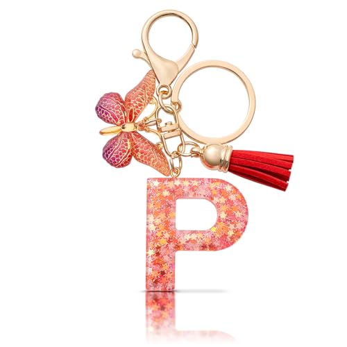 MORSUNBELA Schlüsselanhänger Buchstabe Schlüsselanhänger Mädchen Keychain mit P Anfangsbuchstabe Mini Schlüssel Anhänger für Frauen Damen von MORSUNBELA
