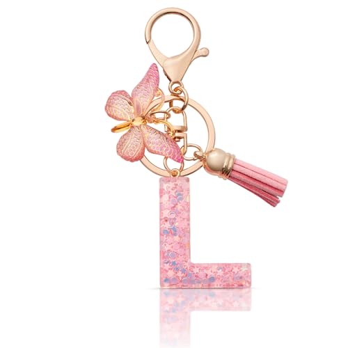 MORSUNBELA Schlüsselanhänger Mädchen Buchstabe L Schlüsselanhänger mit Anfangsbuchstabe Schmetterling Keychain für Damen Frau von MORSUNBELA