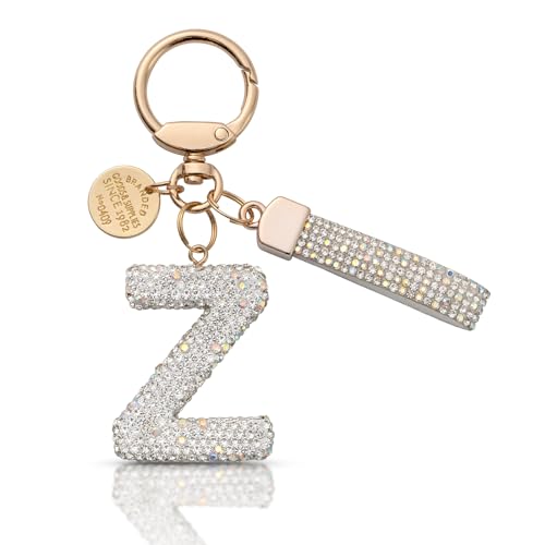 MORSUNBELA Mädchen Buchstabe Z Glitzer Strass Schlüsselanhänger Damen von MORSUNBELA