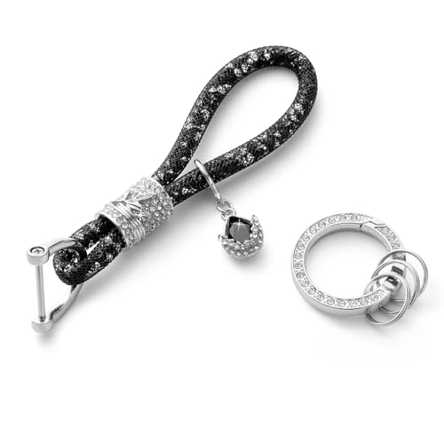 MORSUNBELA Schlüsselanhänger frauen Schlüsselanhänger auto Schwarz Glitzer Autoschlüsselanhänger Strass Autoschlüssel Anhänger frau von MORSUNBELA