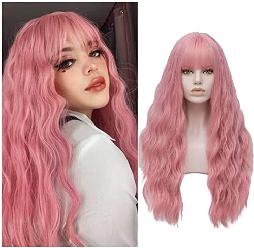 MORTICIA 28 "Lange Lockige Frauen Wellig Synthetische Vollknall Repacement Frauen Perücke (Gemischtes Rosa) von MORTICIA