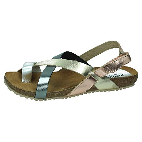 Hergestellt in Spanien 830 Fleisch-Sandalen aus Edelstahl für Damen, metallisiert 38, Metallic, 38 EU von MORXIVA