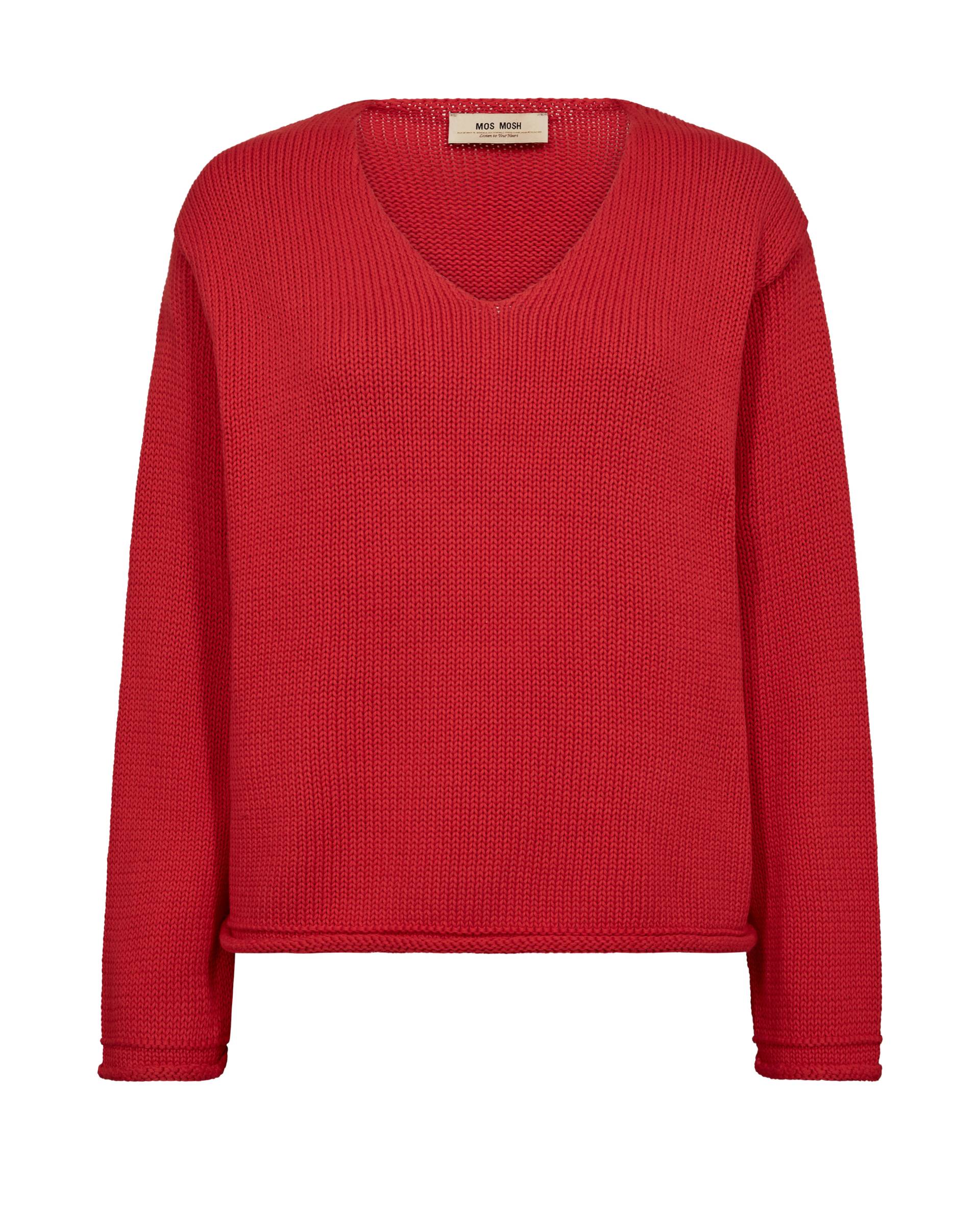 MOS MOSH - MMBine LS V-neck Knit chinese red - Gr. - S von MOS MOSH
