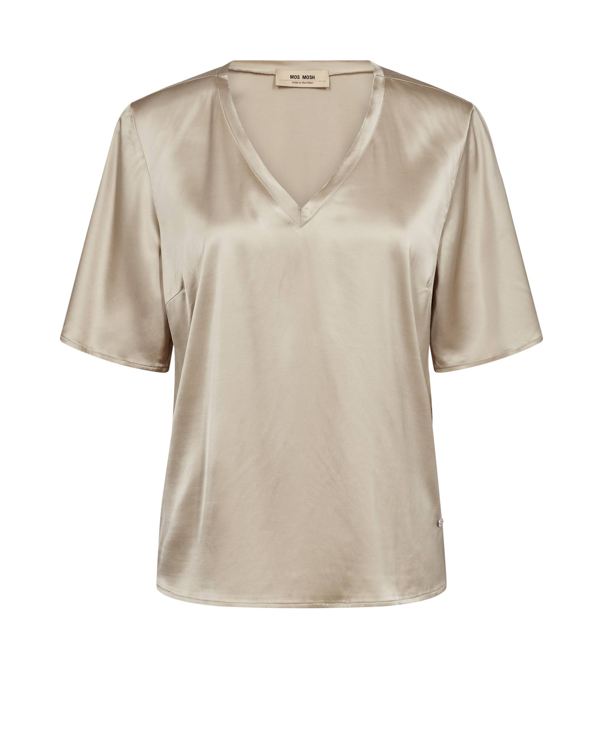 MOS MOSH - MMEvie V-Neck Satin Blouse feather gray - Gr. - M von MOS MOSH