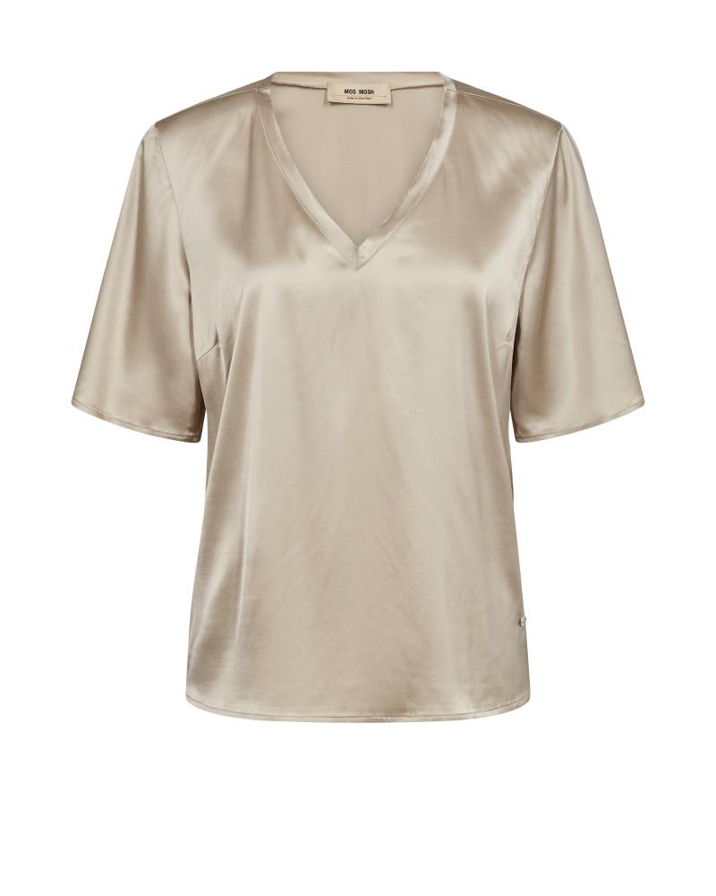 MOS MOSH - MMEvie V-Neck Satin Blouse feather gray - Gr. - M von MOS MOSH
