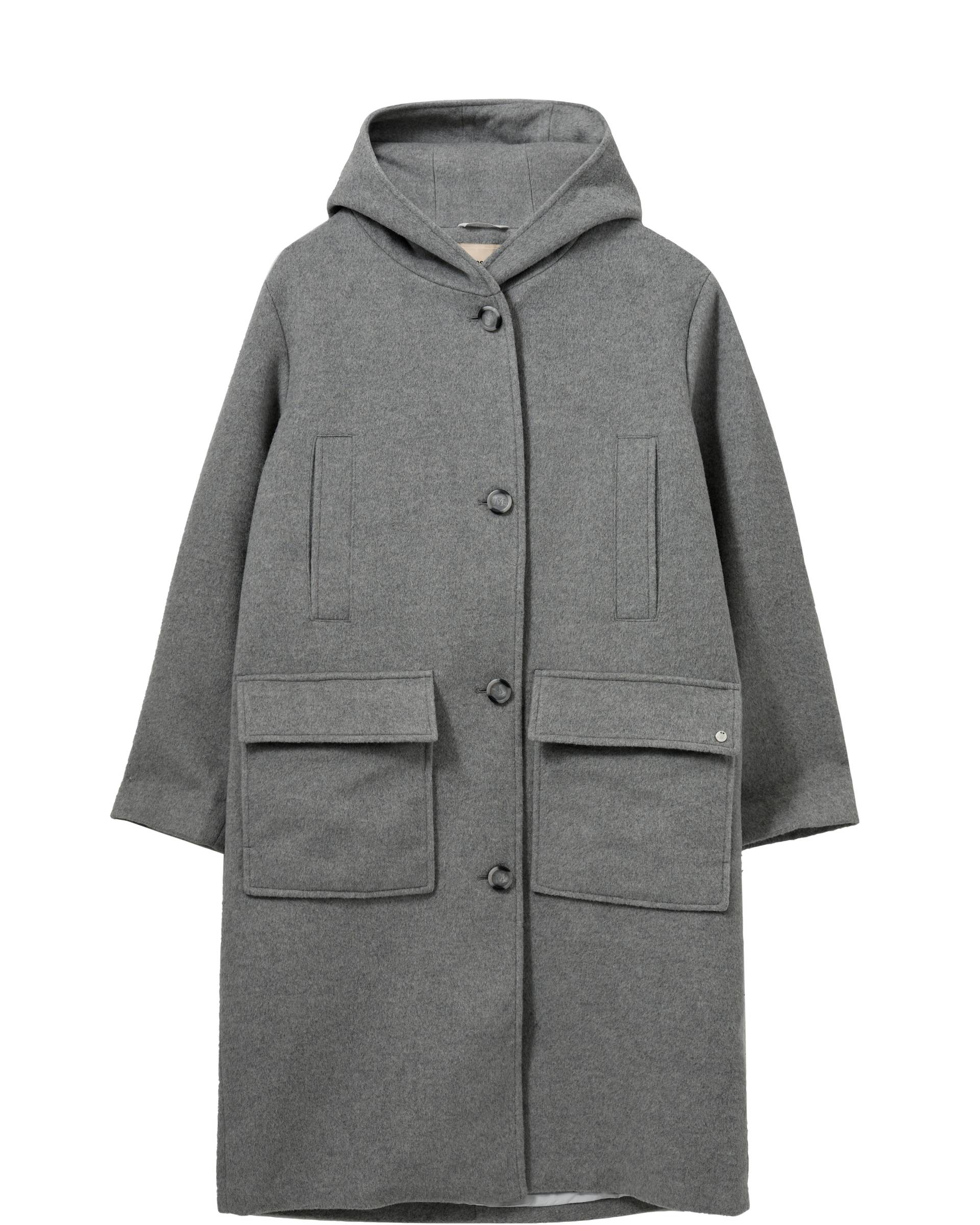 MOS MOSH - MMKenya Hoodie Wool Coat grey melange - Gr. - M von MOS MOSH