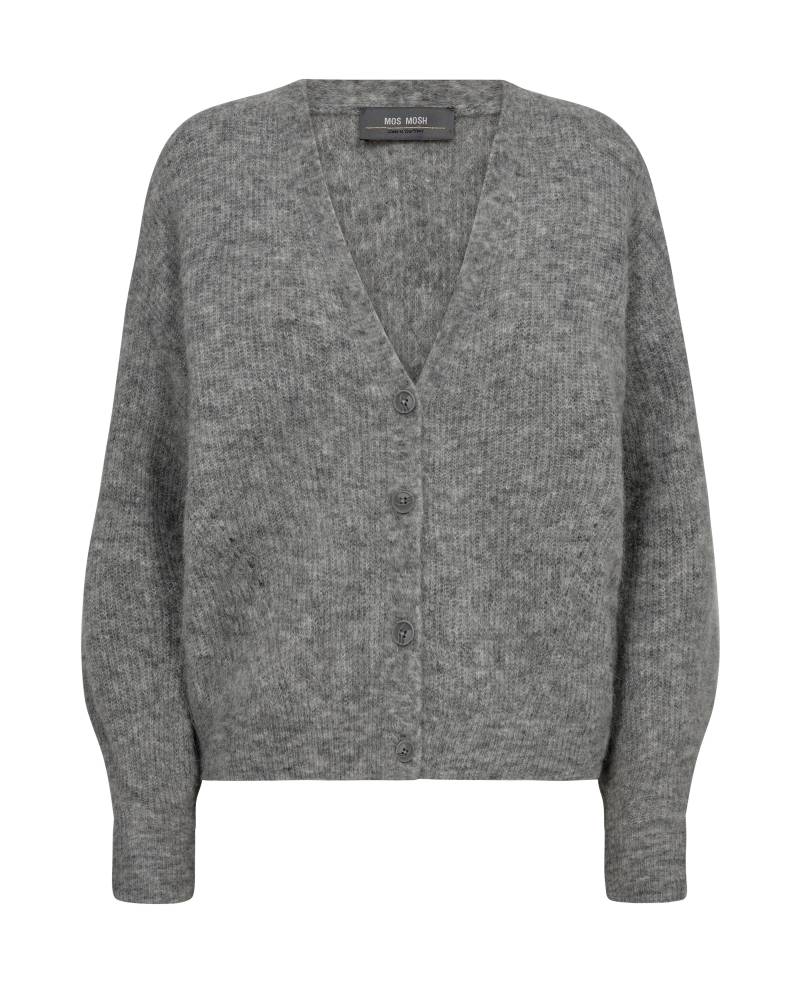 MOS MOSH - MMThora V-Neck Knit Cardigan grey melange - Gr. - M von MOS MOSH