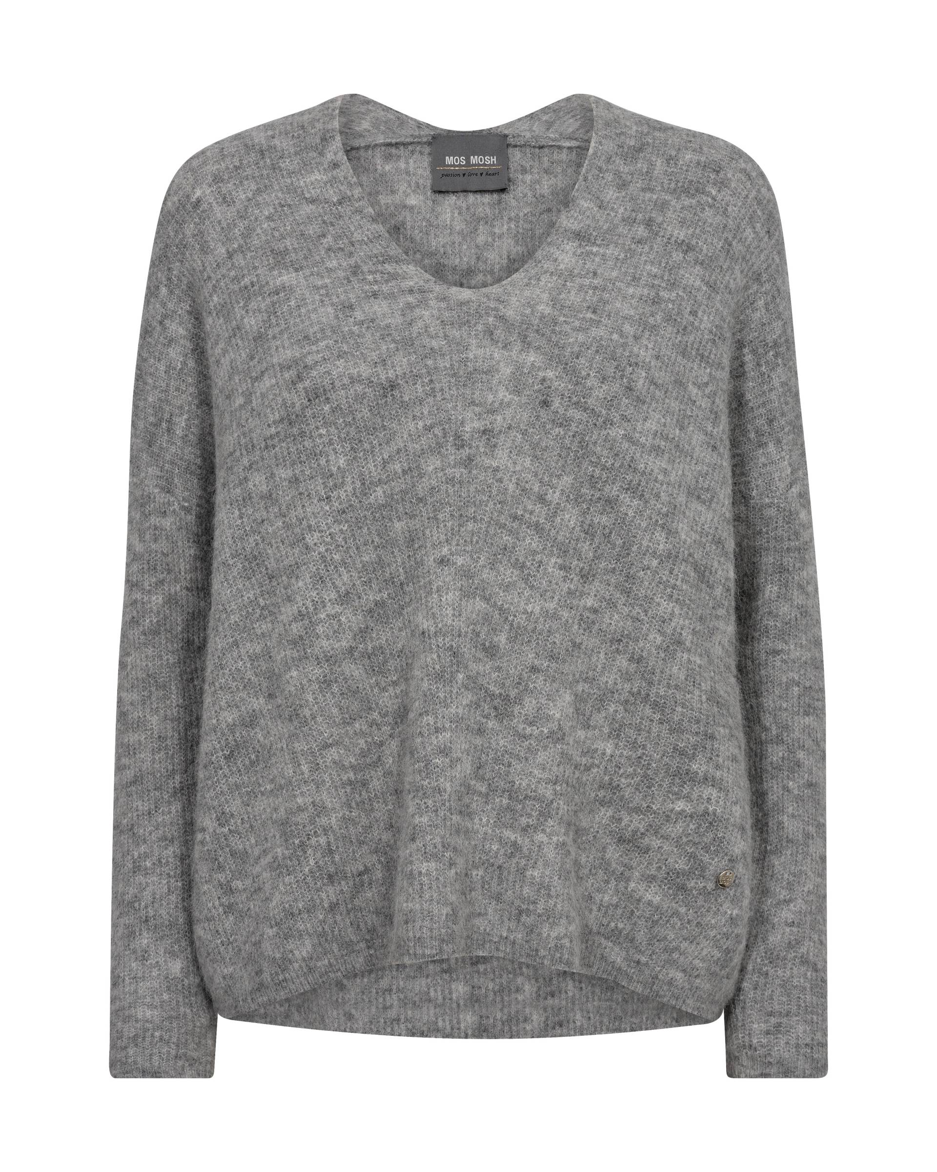 MOS MOSH - MMThora V-Neck Knit grey melange - Gr. - L von MOS MOSH