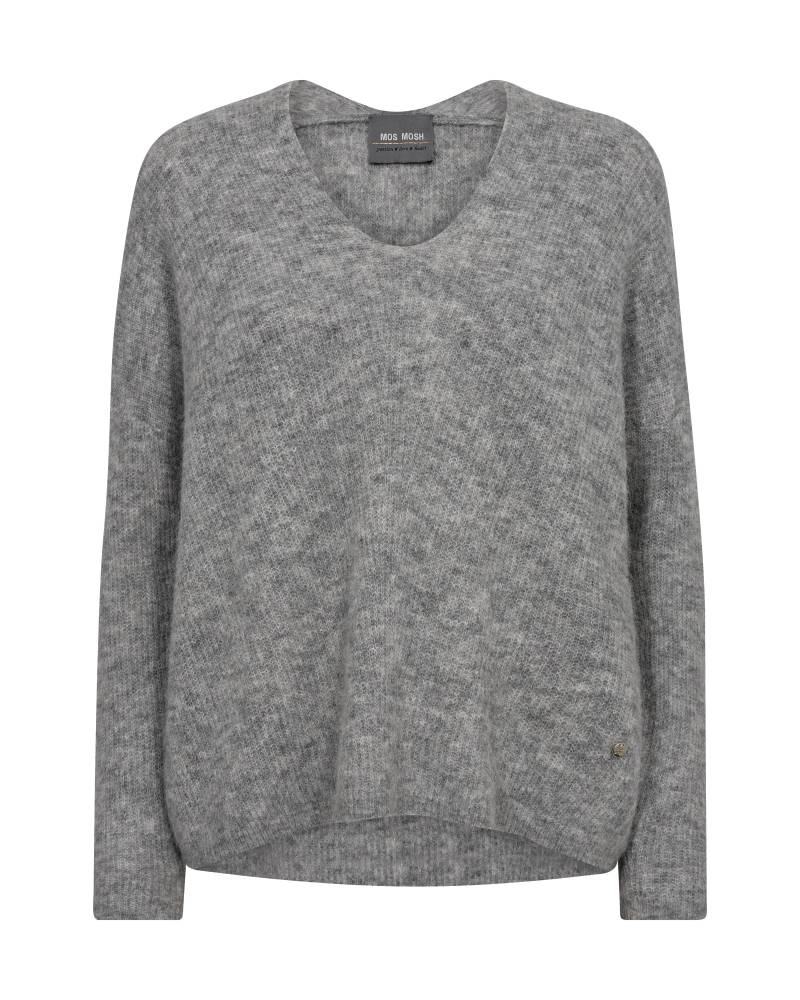 MOS MOSH - MMThora V-Neck Knit grey melange - Gr. - L von MOS MOSH