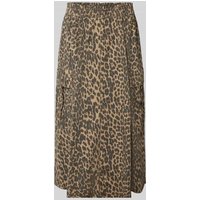 MOS MOSH Midirock mit Animal-Print und Cargotaschen in Beige, Größe XS von MOS MOSH