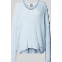 MOS MOSH Oversized Strickpullover mit Label-Applikation Modell 'THORA' in Hellblau, Größe S von MOS MOSH