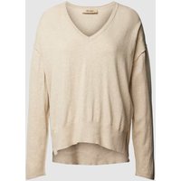 MOS MOSH Oversized Strickpullover mit V-Ausschnitt Modell 'TANI' in Sand, Größe S von MOS MOSH