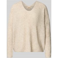 MOS MOSH Oversized Strickpullover mit gerippten Abschlüssen Modell 'THORA' in Beige, Größe XS von MOS MOSH