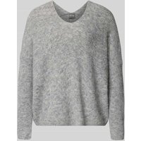 MOS MOSH Oversized Strickpullover mit gerippten Abschlüssen Modell 'THORA' in Hellgrau Melange, Größe S von MOS MOSH
