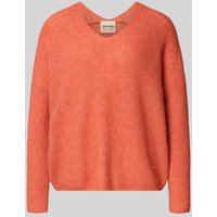 MOS MOSH Oversized Strickpullover mit gerippten Abschlüssen Modell 'THORA' in Hellrot, Größe S von MOS MOSH