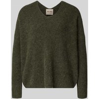MOS MOSH Oversized Strickpullover mit gerippten Abschlüssen Modell 'THORA' in Oliv, Größe XS von MOS MOSH