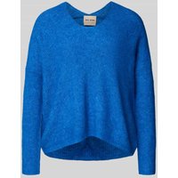 MOS MOSH Oversized Strickpullover mit gerippten Abschlüssen Modell 'THORA' in Royal, Größe M von MOS MOSH