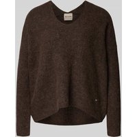 MOS MOSH Oversized Strickpullover mit gerippten Abschlüssen Modell 'THORA' in Schoko, Größe S von MOS MOSH