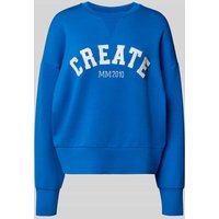 MOS MOSH Oversized Sweatshirt mit Label-Print Modell 'CELLI' in Royal, Größe XL von MOS MOSH