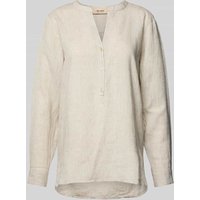 MOS MOSH Regular Fit Leinenbluse mit Tunikakragen Modell 'Danna' in Sand, Größe XL von MOS MOSH