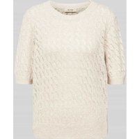 MOS MOSH Regular Fit Strickpullover aus Baumwoll-Leinen-Mix mit Seide-Anteil Modell 'KARIN' in Sand Melange, Größe M von MOS MOSH