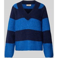 MOS MOSH Strickpullover aus Woll-Mix mit Streifenmuster Modell 'Taci' in Royal, Größe L von MOS MOSH