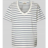 MOS MOSH T-Shirt mit V-Ausschnitt Modell 'NANI' in Rauchblau, Größe M von MOS MOSH