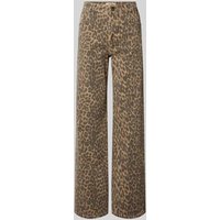 MOS MOSH Wide Fit Jeans mit Animal-Print Modell 'Dara Leo Pants' in Beige, Größe 26 von MOS MOSH