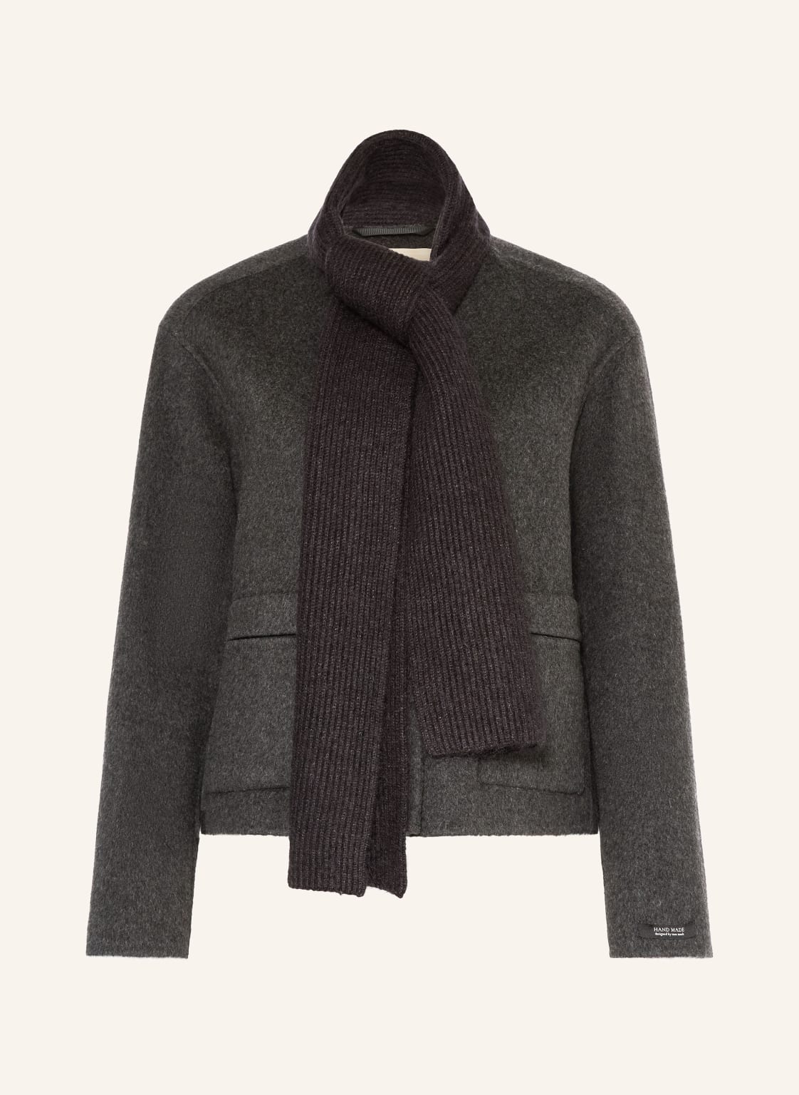 Mos Mosh Kastenjacke Mmmaria Mit Abnehmbarem Schal grau von MOS MOSH