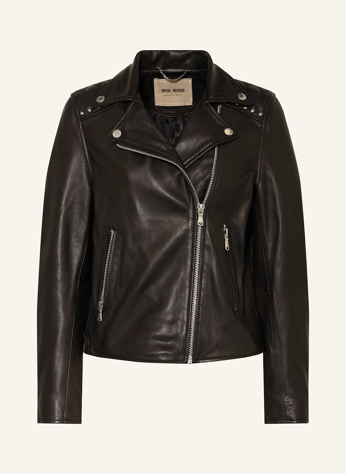 Mos Mosh Lederjacke Mmgoha Mit Nieten schwarz von MOS MOSH