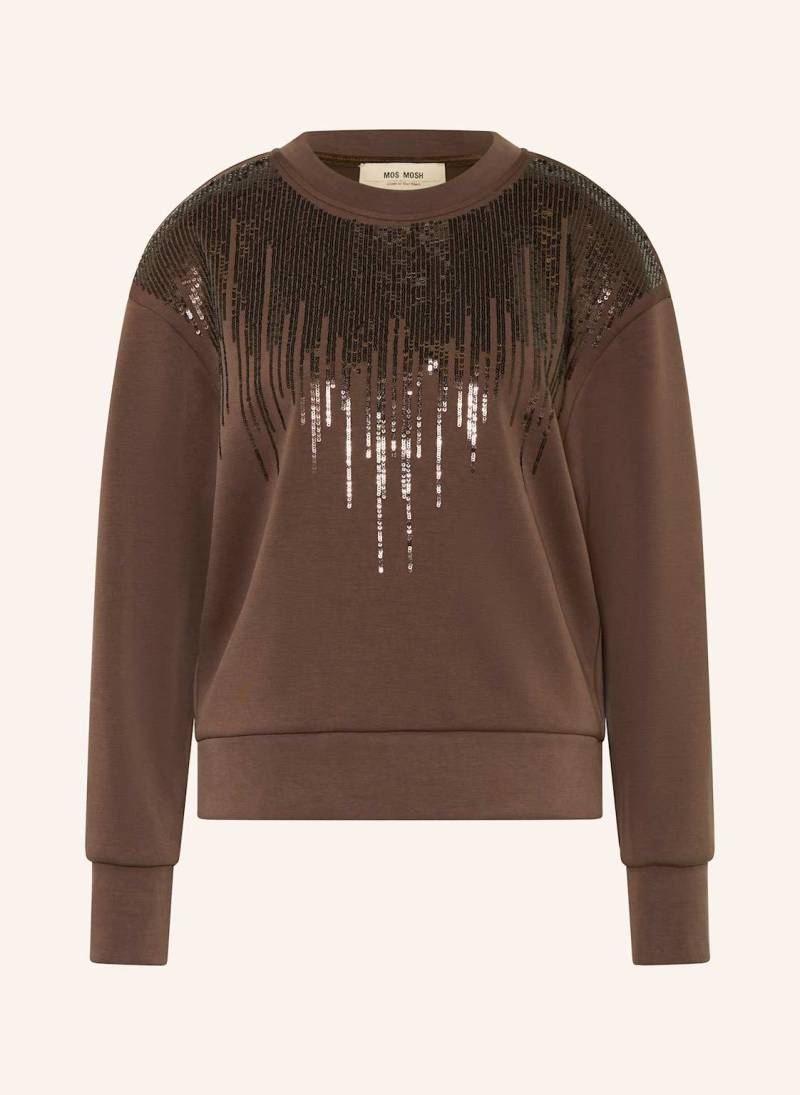 Mos Mosh Sweatshirt Mmneve Mit Pailletten braun von MOS MOSH