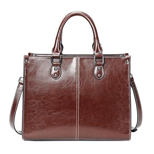 MOSAMHUA Damen Leder Handtasche Frauen Tasche Retro Umhängetasche Messenger Tasche Mit abnehmbarem Schultergurt für Einkaufen Reisen Arbeit Business von MOSAMHUA