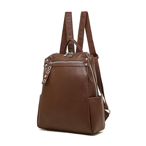 MOSAMHUA Echt Leder Damen Rucksack | Leicht Großvolumig für Reisen & Geschäftsreisen | Einzigartiges Design Anti-Diebstahl Casual Tasche | Premium Stylischer Pendlerrucksack von MOSAMHUA
