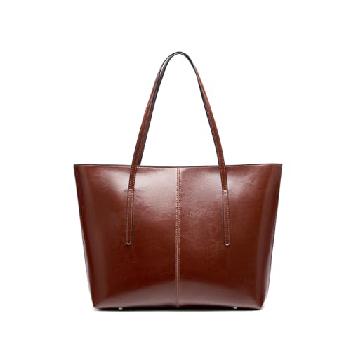 MOSAMHUA Echt Leder Damen Tote Tasche | Große Kapazität Einzigartiges Design Wandelbare Hand-, Unterarm- & Schultertasche | Vielseitig Stylish für Alltag & Arbeit | Premium Tasche von MOSAMHUA