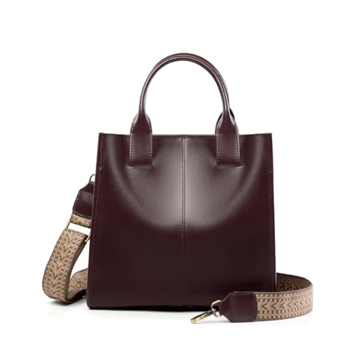 MOSAMHUA Leder Umhängetasche Damen Eimerform - Große Tragetasche (Schultertasche & Handgriff) wasserdichte Bürohandtasche aus Weichleder von MOSAMHUA