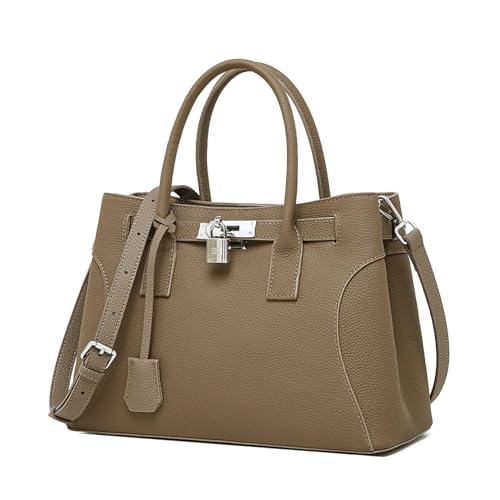 MOSAMHUA Ledertasche im Stil - Edles Schultertragegestell mit Platinoptik (Großvolumige Business-Tasche) Designertasche mit Prägelede von MOSAMHUA