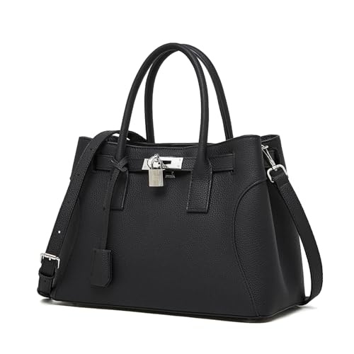 MOSAMHUA Ledertasche im Stil - Edles Schultertragegestell mit Platinoptik (Großvolumige Business-Tasche) Designertasche mit Prägelede von MOSAMHUA