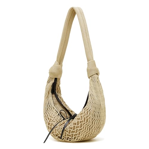 MOSAMHUA Nische Gewebte Netz Crossbody-Tasche für Damen | Hornförmiges Netzgewebe-Design | Stylische vielseitige Handtasche für Sommer & Alltag von MOSAMHUA