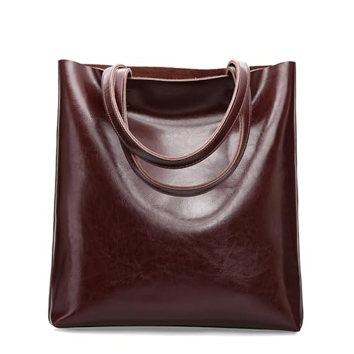 MOSAMHUA Premium Leder Damen Handtasche - Stylische Tote Bag für Frauen | Großes Fassungsvermögen minimalistischer Einkaufstasche | Modische Designer Schultertasche | Ideal für Arbeit & Alltag von MOSAMHUA