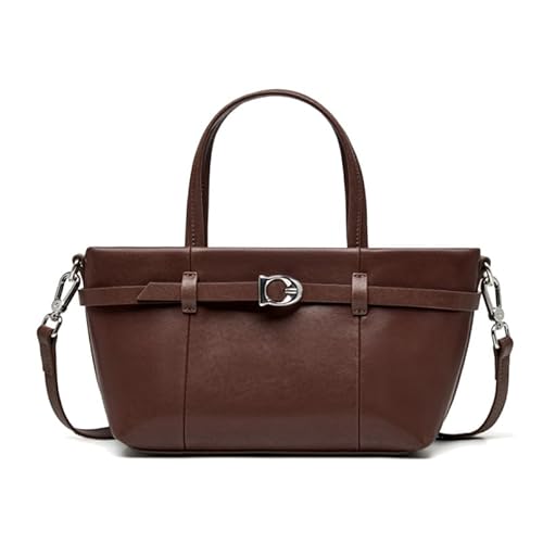 MOSAMHUA Premium Leder Damen Handtasche | Vintage Korb-Design Tote | Verstellbarer Crossbody Gurt für Arbeit | Stylische Schultertasche mit Handgriff von MOSAMHUA