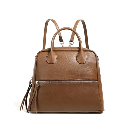 MOSAMHUA Vegetabilisch Gerannter Leder Damenrucksack | Vintage Premium Große Kapazität Wandelbare Crossbody Tasche | Handgefertigte Luxus Schultertasche für Alltag & Arbeit von MOSAMHUA