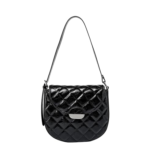 MOSAMHUA Verzaubernde Ungewöhnliche Halbrunde Satteltasche für Frauen - High - End Diamant - Quilted - Muster, Ultra - Stylischer Unterarmtrag, Echte Leder Schulter - und Crossbody Wunder von MOSAMHUA